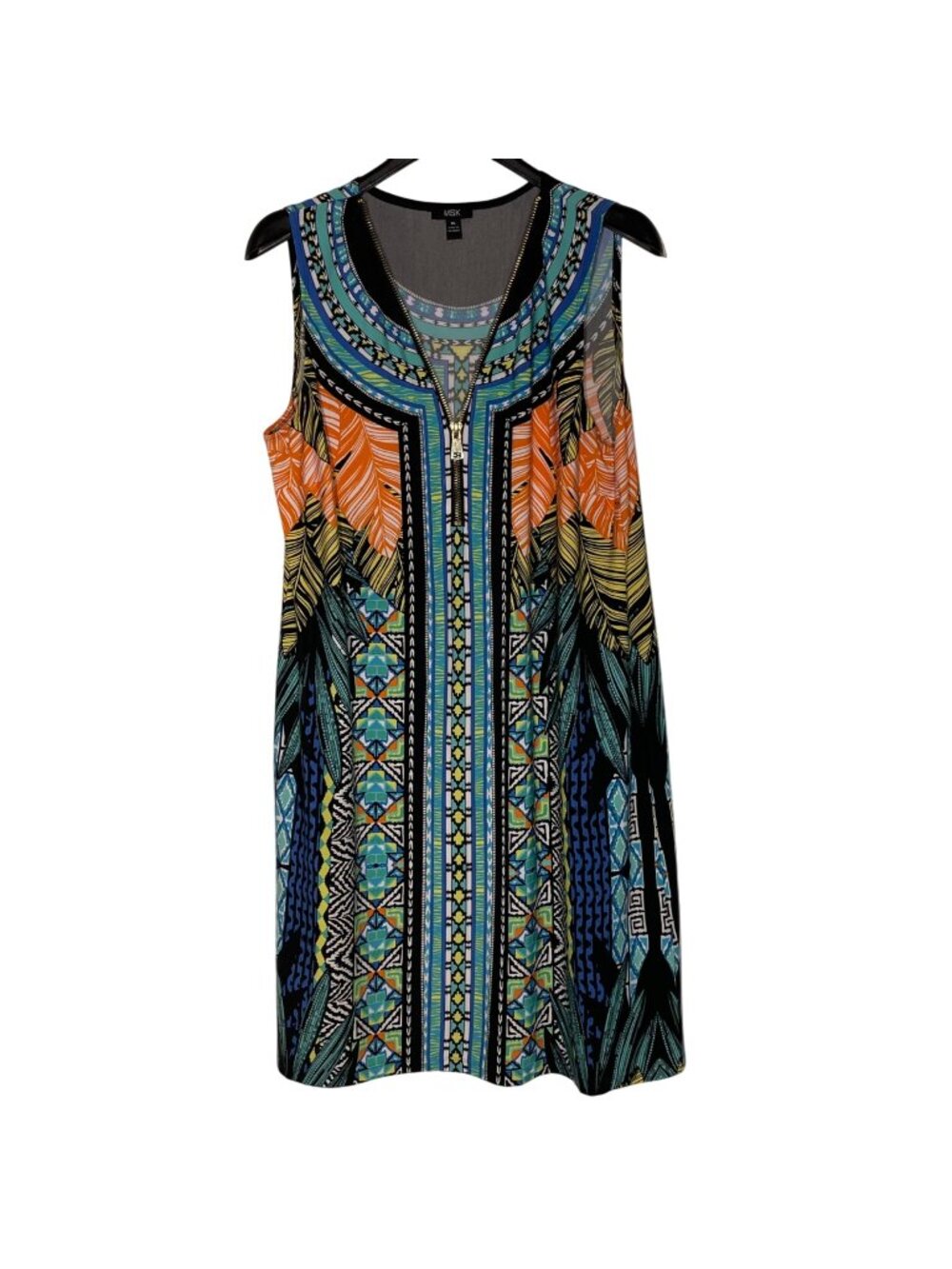 MSK Palm Abstract Colorful Tank Dress Sz XL Resort Tropical Stretch